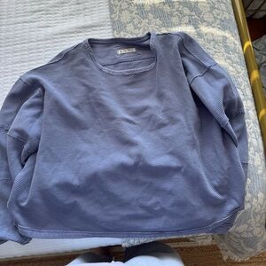 Free People Heathered Blue Knit Top